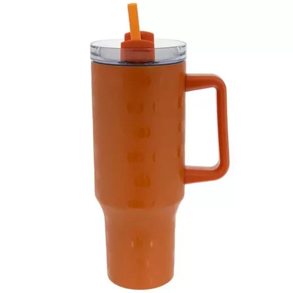 Hobby Lobby Glossy Stainless Steel Pumpkins Tumbler Handle Straw - Orange 42 oz